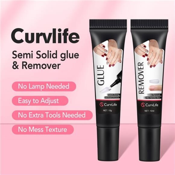 Newly Upgraded Quick Drying 10g Semi Solid Nail Glue with 10ml Remover for Nails - Picture 2 of 7